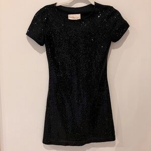 Erica Michelle Ltd Black Sequin Short Sleeve Dress